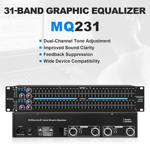 Equalizer for Home Audio, Dual Channel 31-Band Graphic Stereo EQ, Professional DJ Sound Equalizer Studio Equalization in Kuwait