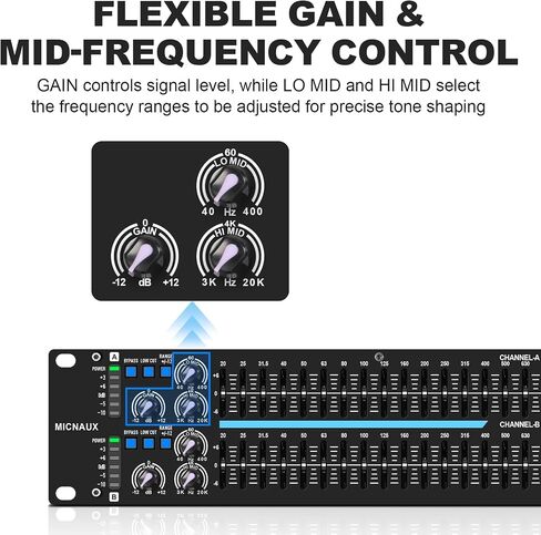 Equalizer for Home Audio, Dual Channel 31-Band Graphic Stereo EQ, Professional DJ Sound Equalizer Studio Equalization in Kuwait