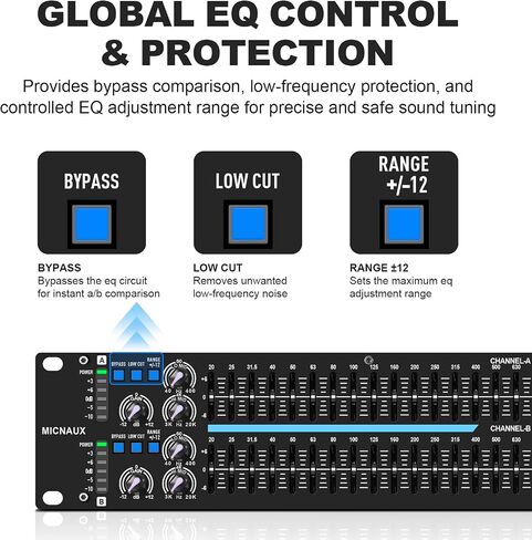 Equalizer for Home Audio, Dual Channel 31-Band Graphic Stereo EQ, Professional DJ Sound Equalizer Studio Equalization in Kuwait