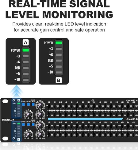 Equalizer for Home Audio, Dual Channel 31-Band Graphic Stereo EQ, Professional DJ Sound Equalizer Studio Equalization in Kuwait