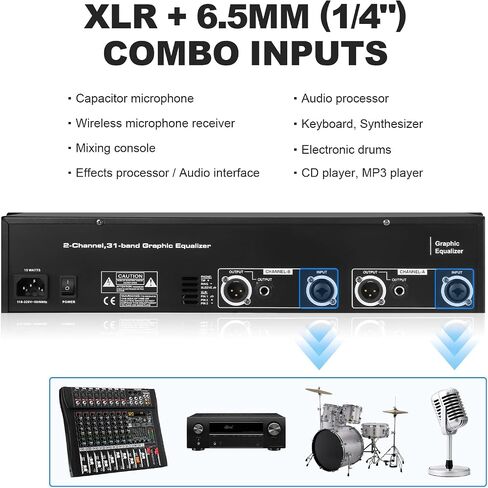 Equalizer for Home Audio, Dual Channel 31-Band Graphic Stereo EQ, Professional DJ Sound Equalizer Studio Equalization in Kuwait
