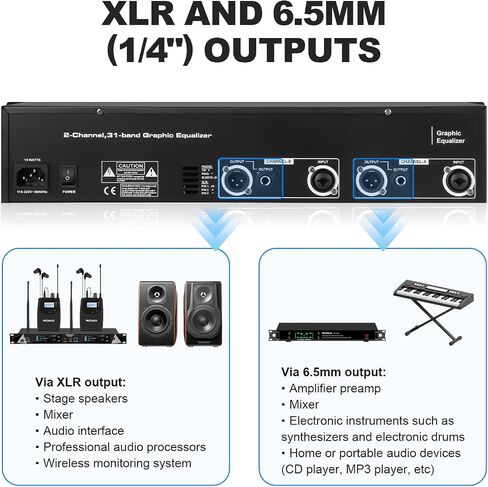 Equalizer for Home Audio, Dual Channel 31-Band Graphic Stereo EQ, Professional DJ Sound Equalizer Studio Equalization in Kuwait