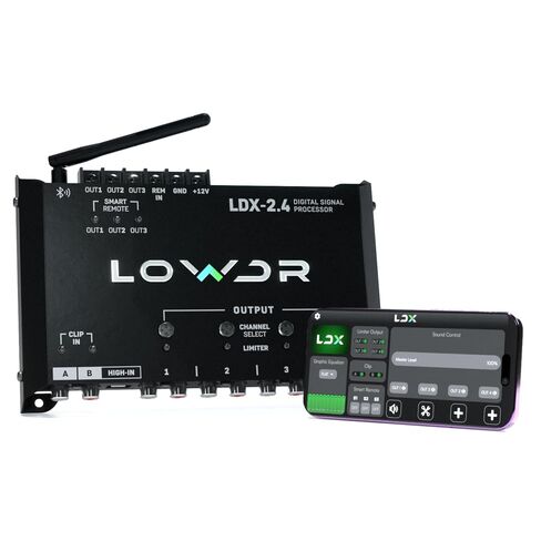 LOWDR Car Audio LDX 2.4 معالج الإشارة الرقمية والمعادل، 4 مخارج 2 مدخل DSP مع التحكم في تطبيق البلوتوث، معادل بارامتري، كروس، ومحدد in Kuwait