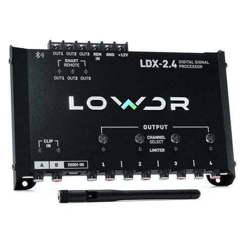 LOWDR Car Audio LDX 2.4 معالج الإشارة الرقمية والمعادل، 4 مخارج 2 مدخل DSP مع التحكم في تطبيق البلوتوث، معادل بارامتري، كروس، ومحدد in Kuwait