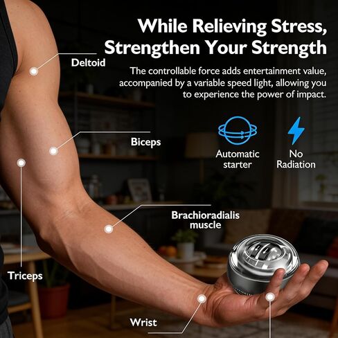 Torque ball,2026 Upgraded Wrist Ball Exerciser,Auto-Start Gyroscopic Forearm Exerciser,Hand Strengthening,Resistance,colored lights (No Counter Version,No Screen) in Kuwait