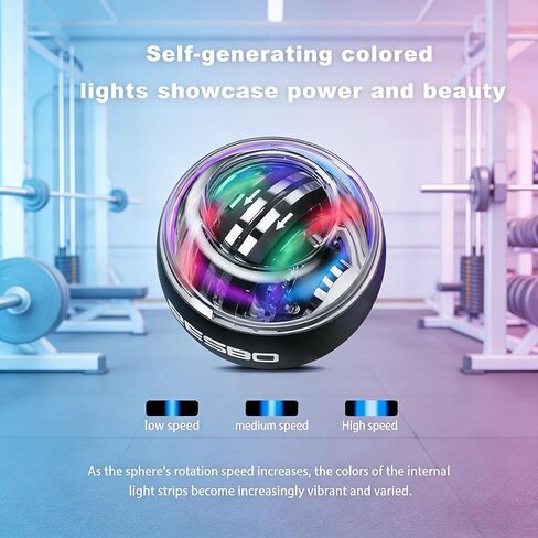 Torque ball,2026 Upgraded Wrist Ball Exerciser,Auto-Start Gyroscopic Forearm Exerciser,Hand Strengthening,Resistance,colored lights (No Counter Version,No Screen) in Kuwait