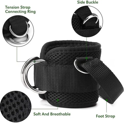 Straps Easy to Use Leg Strength Trainer Adjustable Ankle Cuffs Cable Machine Attachments for Adult Gym Ankle Cuffs Foot Buckle in Kuwait