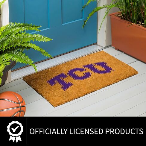ممسحة جوز الهند الطبيعية من فريق سبورتس أمريكا NCAA جامعة تكساس المسيحية | شعار الفريق الرسمي بالألوان الكاملة | 28 × 16 بوصة | عدم الانزلاق مرة أخرى | سجادات أرضية ترحيب للباب الأمامي | سجادة مدخل داخلي وخارجي in Kuwait