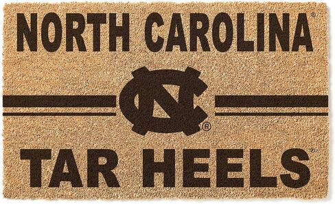 KH Sports Fan North Carolina Tar Heels Team Logo ممسحة جوز الهند، 18x30 بوصة، سجادة خارجية بكعب القطران؛ أظهر روح فريقك مع ممسحة الأرجل ذات الكعب العالي الفريدة من نوعها من نورث كارولينا تشابل هيل in Kuwait