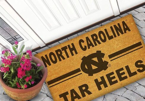 KH Sports Fan North Carolina Tar Heels Team Logo ممسحة جوز الهند، 18x30 بوصة، سجادة خارجية بكعب القطران؛ أظهر روح فريقك مع ممسحة الأرجل ذات الكعب العالي الفريدة من نوعها من نورث كارولينا تشابل هيل in Kuwait