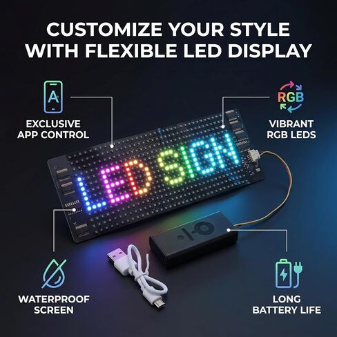 Programmable Flexible LED Display 12x32 Pixel Rollable RGB LED Screen with APP Control for Bags Hats Glasses Bracelets Shoes Helmets Bottles in Saudi Arabia