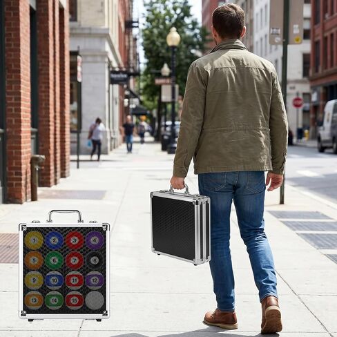 Pumtus Pool Ball Case, Portable Billiard Ball Storage Box, EVA Pool Ball Carrying Travel Case with Handle, Protective Padded Cue Ball Holder, Professional Billiard Accessories for Holding 16 Balls in Kuwait