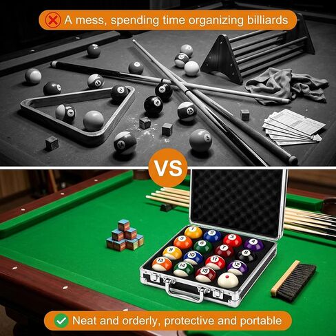 Pumtus Pool Ball Case, Portable Billiard Ball Storage Box, EVA Pool Ball Carrying Travel Case with Handle, Protective Padded Cue Ball Holder, Professional Billiard Accessories for Holding 16 Balls in Kuwait