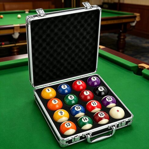 Pumtus Pool Ball Case, Portable Billiard Ball Storage Box, EVA Pool Ball Carrying Travel Case with Handle, Protective Padded Cue Ball Holder, Professional Billiard Accessories for Holding 16 Balls in Kuwait