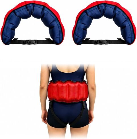 Inflatable Swim Belt with Removable Leg Straps, Pool Flotation Belt for Adults, Adjustable Swimming Training Aid Waist Belt with Quick Release Buckle, Water Exercise Equipment for Beginners in Kuwait