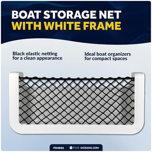 Five Oceans 2-Pack Boat Storage Net, White Frame, Black Elastic Netting, 9-7/8" x 4-1/2", Ideal Storage Net for Boat Organizer, Car, Rvs - FO4902-M2 in Saudi Arabia
