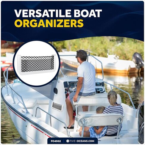 Five Oceans 2-Pack Boat Storage Net, White Frame, Black Elastic Netting, 9-7/8" x 4-1/2", Ideal Storage Net for Boat Organizer, Car, Rvs - FO4902-M2 in Saudi Arabia