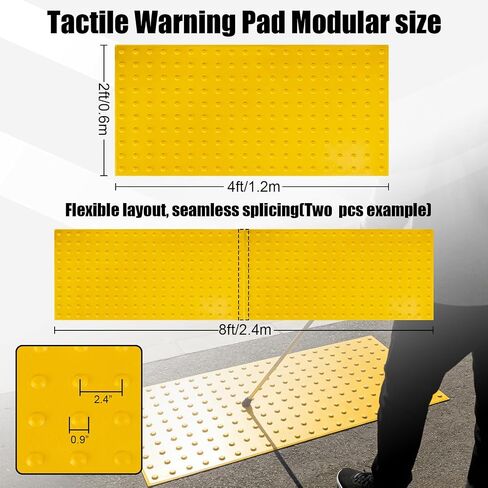 Tactile Warning Pad，ADA Warning Pads, 2x4 FT Vibrant Yellow PVC, Strip & Stick Adhesive Backing for for Outdoor Steps, Ramps, Transit Platforms in Kuwait