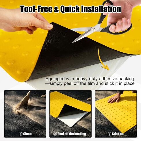 Tactile Warning Pad，ADA Warning Pads, 2x4 FT Vibrant Yellow PVC, Strip & Stick Adhesive Backing for for Outdoor Steps, Ramps, Transit Platforms in Kuwait