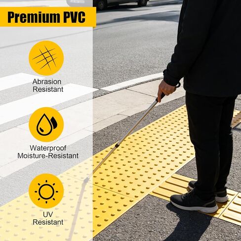 Tactile Warning Pad，ADA Warning Pads, 2x4 FT Vibrant Yellow PVC, Strip & Stick Adhesive Backing for for Outdoor Steps, Ramps, Transit Platforms in Kuwait