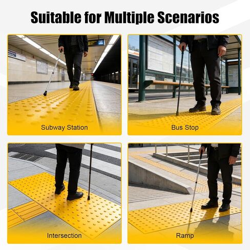 Tactile Warning Pad，ADA Warning Pads, 2x4 FT Vibrant Yellow PVC, Strip & Stick Adhesive Backing for for Outdoor Steps, Ramps, Transit Platforms in Kuwait
