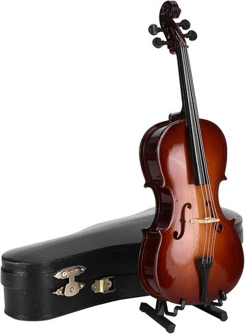 Miniature Cello, Mini Musical Instrument Mini Cello Toy with Stand Tabletop Figurine for Home Decoration in Kuwait
