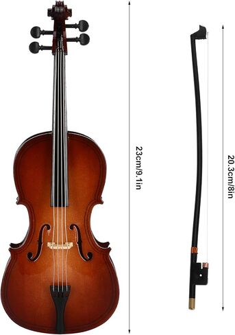 Miniature Cello, Mini Musical Instrument Mini Cello Toy with Stand Tabletop Figurine for Home Decoration in Kuwait