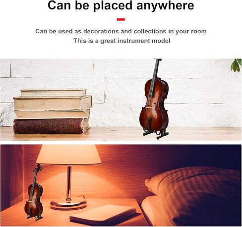 Miniature Cello, Mini Musical Instrument Mini Cello Toy with Stand Tabletop Figurine for Home Decoration in Kuwait