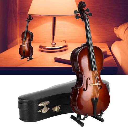 Miniature Cello, Mini Musical Instrument Mini Cello Toy with Stand Tabletop Figurine for Home Decoration in Kuwait