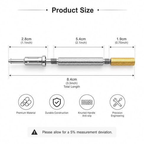 Universal Locater Core Tool for Male Retention Inserts Caps Insertion & Removal | Bar Removal Male Cap | 303 Stainless Steel, Detachable 3 Segments: 1.1/2.1/0.75in Each, Total 3.3in in Kuwait