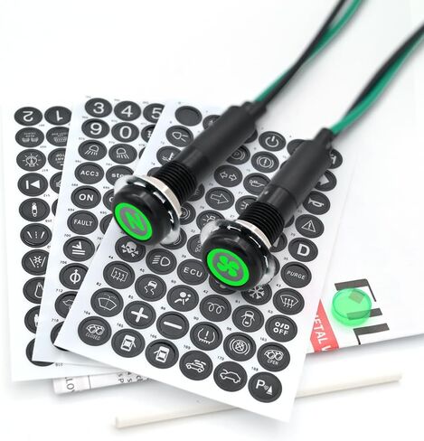 2Pcs 8MM 12V-24V LED Indicator Light with 180 Changeable Symbols, IP67 Waterproof, Pre-Wired Customizable Pilot Dash Directional Warning Lights for Car Truck Boat Marine RV Off-Road(Red) in Kuwait