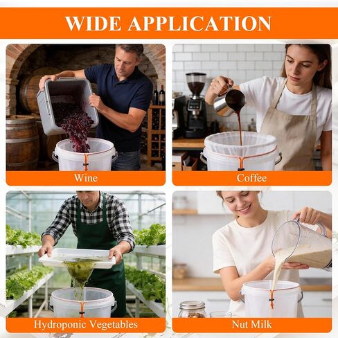 5 Pack 5 Gallon All-Mesh Filter Bags, 25/73/120/160/220 Micron Reusable Nylon Strainer Bags with 2 Pressing Screens and Storage Pouch for 5 Gallon Bucket, Hydroponic Vegetables, Herbal Tea in Kuwait