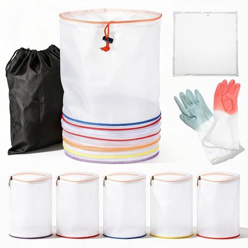 5-Pack 5 Gallon Reusable Mesh Filter Bags 5 Color Nylon | 5 Color Nylon Filter Bags 25 to 220 Suitable for Hydroponics Gardening and Industrial Applications in Kuwait