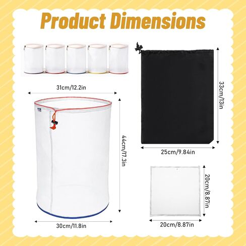 5-Pack 5 Gallon Reusable Mesh Filter Bags 5 Color Nylon | 5 Color Nylon Filter Bags 25 to 220 Suitable for Hydroponics Gardening and Industrial Applications in Kuwait