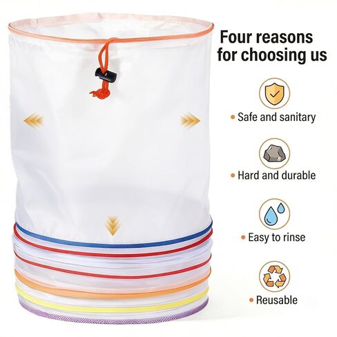 5-Pack 5 Gallon Reusable Mesh Filter Bags 5 Color Nylon | 5 Color Nylon Filter Bags 25 to 220 Suitable for Hydroponics Gardening and Industrial Applications in Kuwait