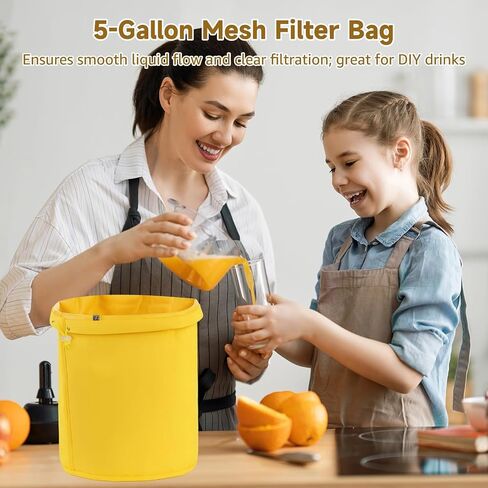 8PCS 5-Gallon Mesh Filter Bags, 25 to 220 Micron Fine Nylon Strainer Bag, Reusable Drawstring Washable Mesh Bags for 5 Gallon Bucket, with Pressing Screen & Storage Bag, for DIY Drink, Cold Brew in Kuwait