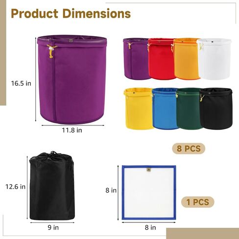 8PCS 5-Gallon Mesh Filter Bags, 25 to 220 Micron Fine Nylon Strainer Bag, Reusable Drawstring Washable Mesh Bags for 5 Gallon Bucket, with Pressing Screen & Storage Bag, for DIY Drink, Cold Brew in Kuwait