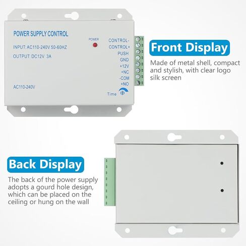Access Control Power Supply 12V 3A for Door Access Control System with Adjustable 0-15S Delay Compact Metal Design Worldwide Voltage Compatible with Electric Locks RFID Reader in Kuwait