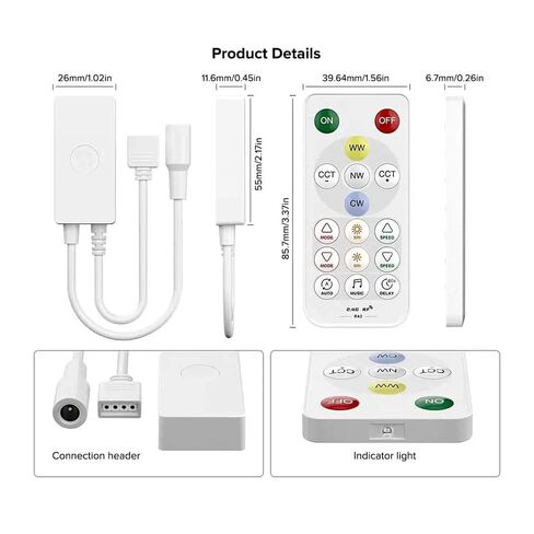 DC24V SP642E 2-Channel PWM CCT APP يتحكم في وحدة تحكم الموسيقى LED مع درجة حرارة اللون والسطوع القابلة للتعديل in Kuwait