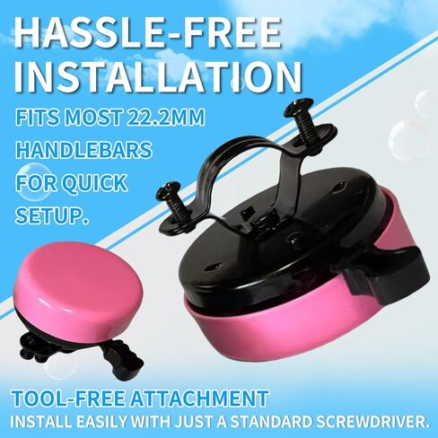 TCBIERO 95dB Bike Bell for Cruisers | White | Rust-Proof All-Ages Design | Loud Ring Ring Sound Alarm (Pink) in Kuwait