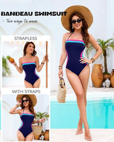 DaiLiWei Women One Piece Swimsuit Tummy Control Bathing Suits Bandeau Swimwear Slimming Lace Up Modest Swim Suits 2026 in Kuwait