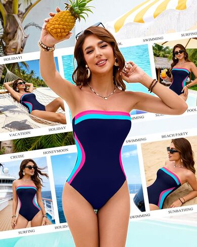 DaiLiWei Women One Piece Swimsuit Tummy Control Bathing Suits Bandeau Swimwear Slimming Lace Up Modest Swim Suits 2026 in Kuwait