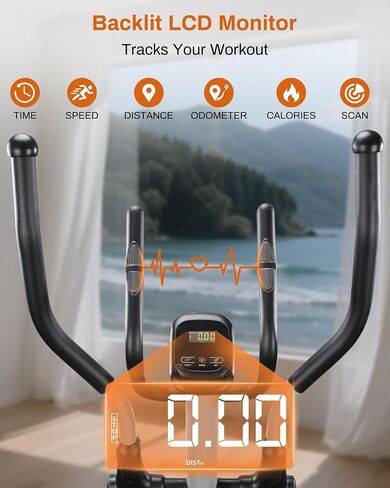 ECHANFIT Elliptical Exercise Machine with 15.5" Stride, 16 Resistance Levels, Hyper-Quiet Magnetic Elliptical Machine for Home, 350LBS Weight Capacity, App Bluetooth, Backlit LCD Monitor in Kuwait