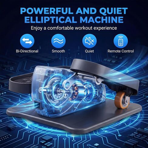 Under Desk Elliptical, Leg Exerciser While Sitting for Seniors with 12-Speeds & Remote Control, Portable Elliptical Machine Trainer Foot Pedal Exerciser for Home in Kuwait