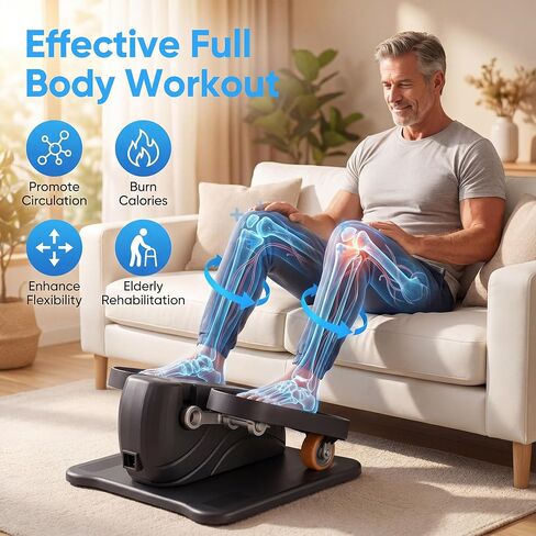 Under Desk Elliptical, Leg Exerciser While Sitting for Seniors with 12-Speeds & Remote Control, Portable Elliptical Machine Trainer Foot Pedal Exerciser for Home in Kuwait