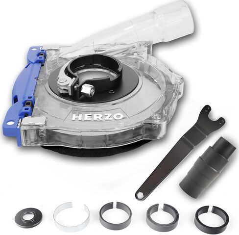 غطاء غبار HERZO لمطحنة زاوية 5 بوصة و4-1/2 بوصة، غطاء طحن سطحي عالمي + 2 قطعة عجلة كأس طحن ماسية 5 بوصة، بولي كربونات شفاف in Kuwait