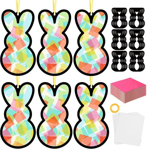 Qyeahkj 36 مجموعة Easter Suncatchers Kit Kit Kerction Church Tissue Paper Paper Crafts He is Risen DIY Window Window Decor in Kuwait