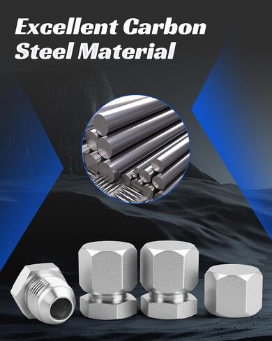 10 Pcs 1/2" Steel #8 JIC 37 Degree Cap 0304-C-08 & Flared Tube Fitting Plug 2408-08 – Hydraulic Adapter Fitting for 3/4-16 Thread – 10 Caps + 10 Plug in Saudi Arabia