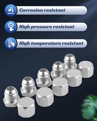 10 Pcs 1/2" Steel #8 JIC 37 Degree Cap 0304-C-08 & Flared Tube Fitting Plug 2408-08 – Hydraulic Adapter Fitting for 3/4-16 Thread – 10 Caps + 10 Plug in Saudi Arabia