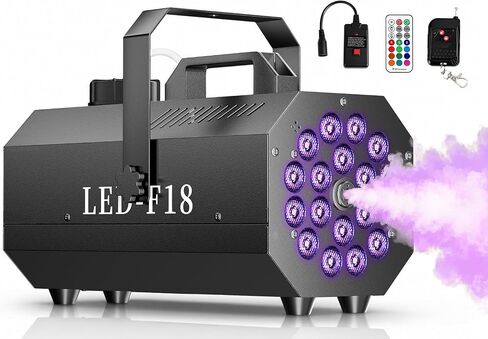1200W Fog Machine, 6000CFM Smoke Machine with 18 LED Lights, 13 Colorful LED Lights Effect, Wired And Wireless Remote Controls, Ideal for Indoor, Outdoor, Wedding, Halloween Parties and DJ Stage in Kuwait